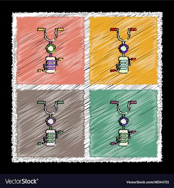 Set of flat shading style icons kids bicycle vector image