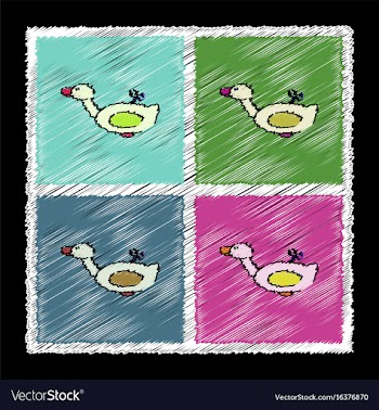Set of flat shading style icons kids duck vector image