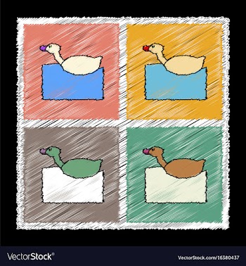 Set of flat shading style icons kids duck vector image