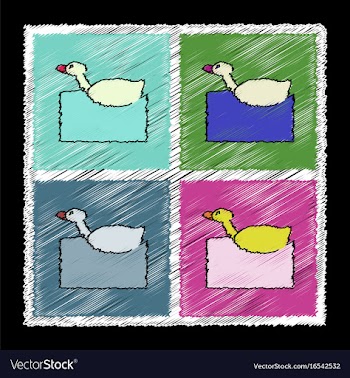 Set of flat shading style icons kids duck vector image