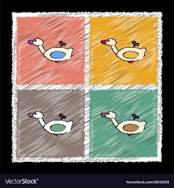 Set of flat shading style icons kids duck vector image