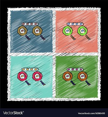 Set of flat shading style icons kids metal vector image