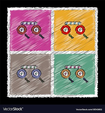 Set of flat shading style icons kids metal vector image