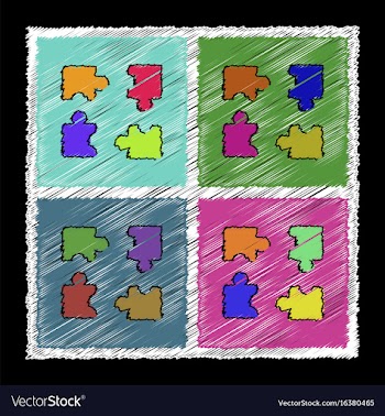 Set of flat shading style icons kids puzzle vector image