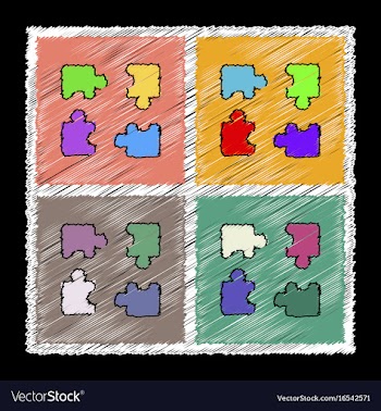 Set of flat shading style icons kids puzzle vector image