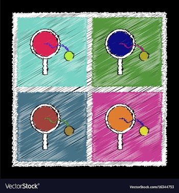 Set of flat shading style icons kids racket and vector image