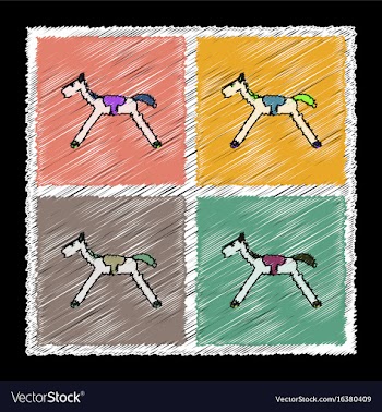 Set of flat shading style icons kids rocking horse vector image