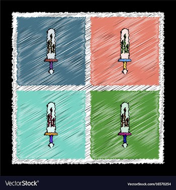 Set of flat shading style icons kids sword vector image