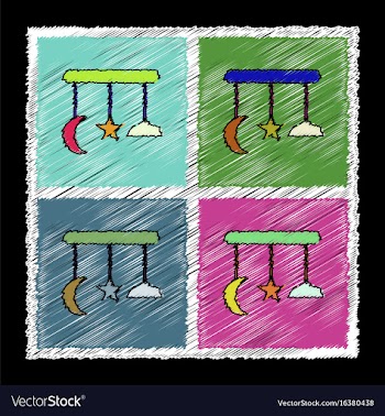 Set of flat shading style icons kids toy move in vector image