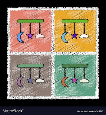 Set of flat shading style icons kids toy move in vector image