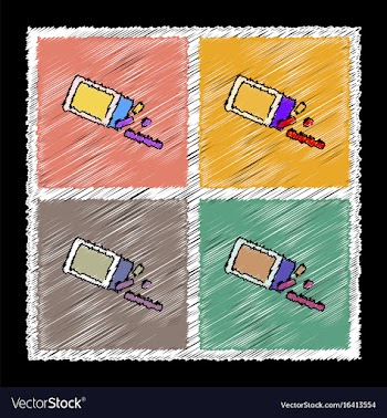 Set of flat shading style icons kids toy vector image