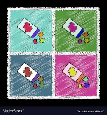 Set of flat shading style icons kids toy vector image