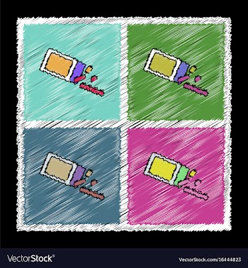 Set of flat shading style icons kids toy vector image