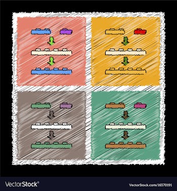 Set of flat shading style icons lego constructor vector image