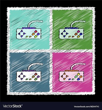 Set of flat shading style icons playing joystick vector image