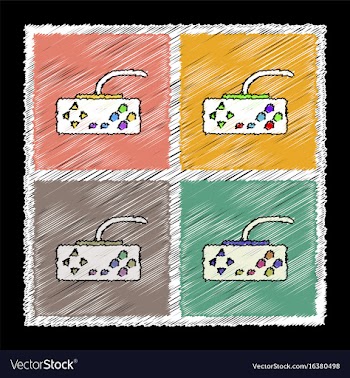 Set of flat shading style icons playing joystick vector image