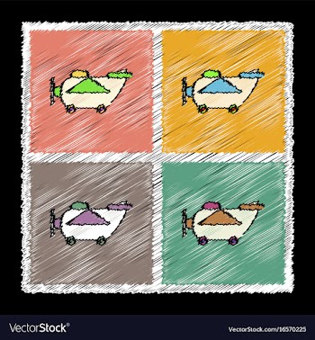 Set of flat shading style icons retro plane toy vector image