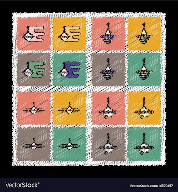 Set of flat shading style icons rotating vector image