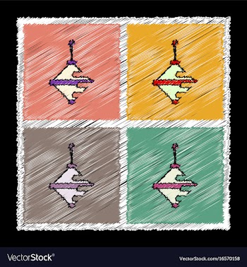 Set of flat shading style icons rotating vector image