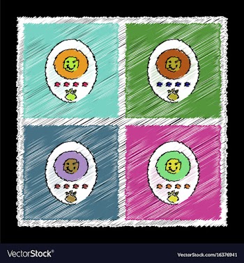 Set of flat shading style icons tamagotchi pets vector image