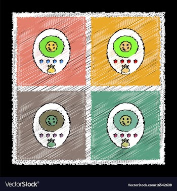 Set of flat shading style icons tamagotchi pets vector image