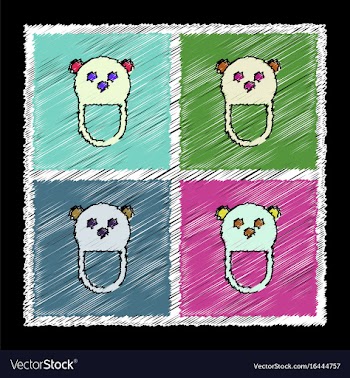 Set of flat shading style icons teddy bear bib vector image