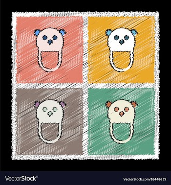 Set of flat shading style icons teddy bear bib vector image