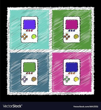 Set of flat shading style icons tetris portable vector image