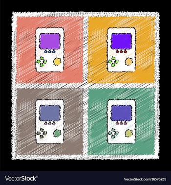 Set of flat shading style icons tetris portable vector image