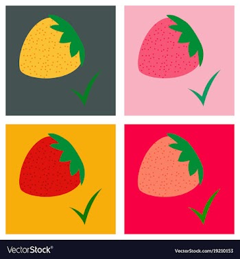 Set of flat strawberry realistic juicy halves of vector image