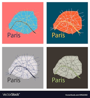 Set of flat urban city map of paris france vector image