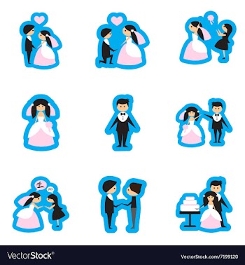 Set of flat web icons on white background bride vector image