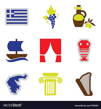 Set of flat web icons on white background Greece vector image