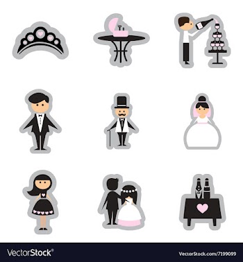 Set of flat web icons on white background wedding vector image