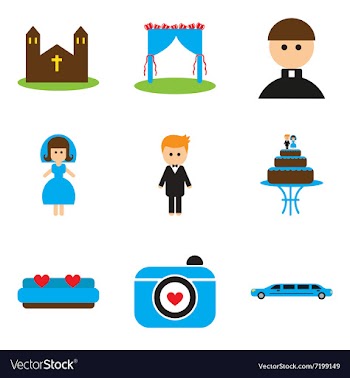 Set of flat web icons on white background wedding vector image