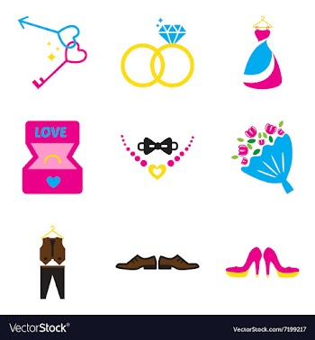 Set of flat web icons on white background wedding vector image