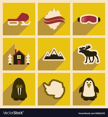 Set of flat web icons with long shadow Arctic vector image
