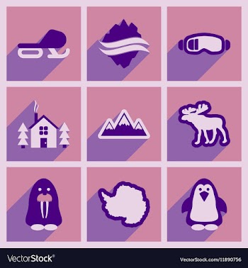 Set of flat web icons with long shadow Arctic vector image