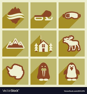 Set of flat web icons with long shadow Arctic vector image