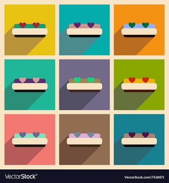 Set of flat web icons with long shadow bed vector image