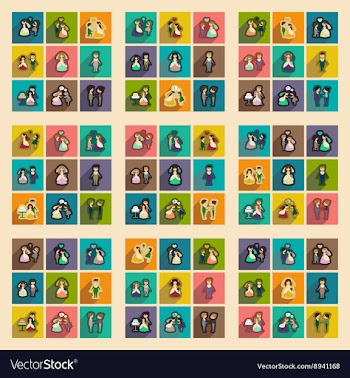 Set of flat web icons with long shadow bride and vector image