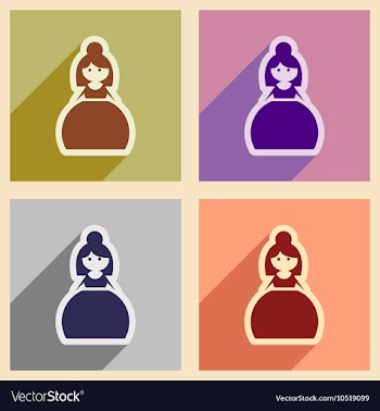 Set of flat web icons with long shadow bride vector image