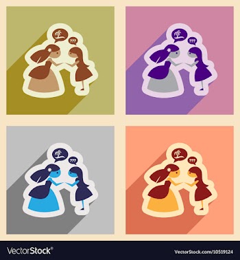 Set of flat web icons with long shadow bride vector image