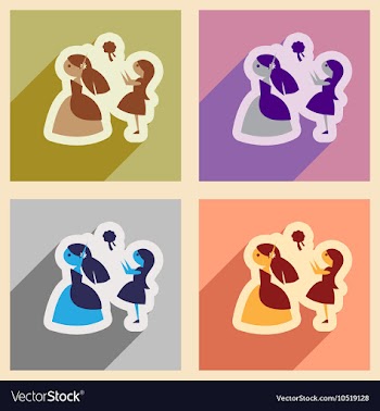 Set of flat web icons with long shadow bride vector image