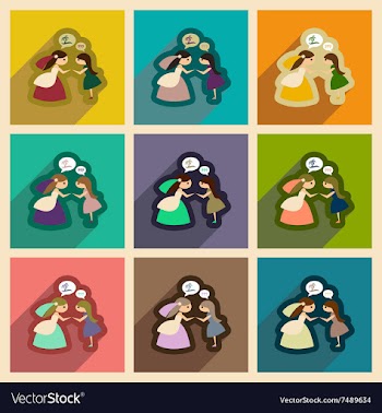 Set of flat web icons with long shadow bride vector image