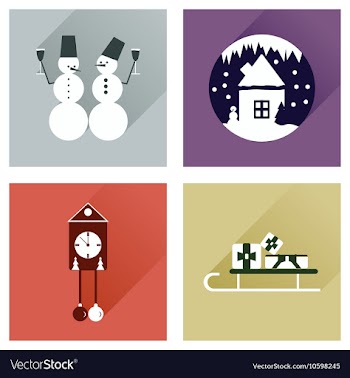 Set of flat web icons with long shadow Christmas vector image