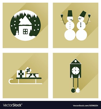 Set of flat web icons with long shadow Christmas vector image