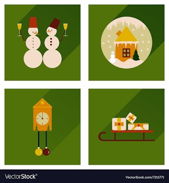 Set of flat web icons with long shadow Christmas vector image