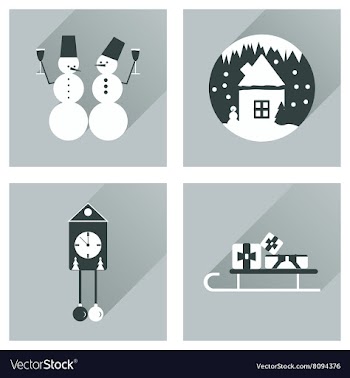 Set of flat web icons with long shadow Christmas vector image