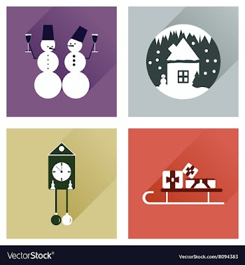 Set of flat web icons with long shadow Christmas vector image